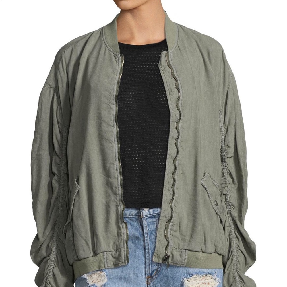 Free People Linen Bomber Jacket